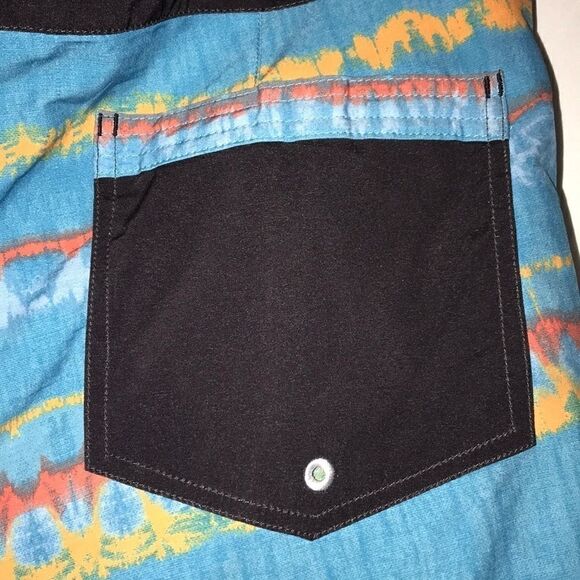 Quicksilver Men's Black, Blue Embroidered Logo Drawstring Board Shorts Size 36 - Picture 5 of 7